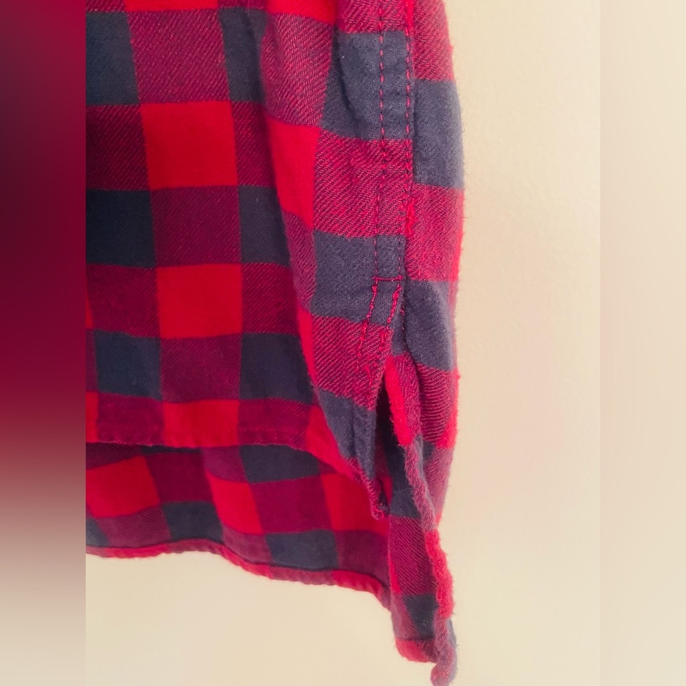 Eddie Bauer Kids S/CH Red Black Plaid Casual L/S Flannel Button Up Shirt - Picture 3 of 6